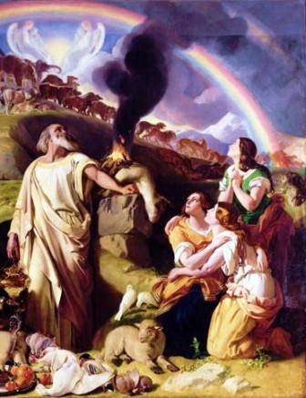 Painting: "Noah's sacrifice" by Daniel Maclise (1811-1870). 